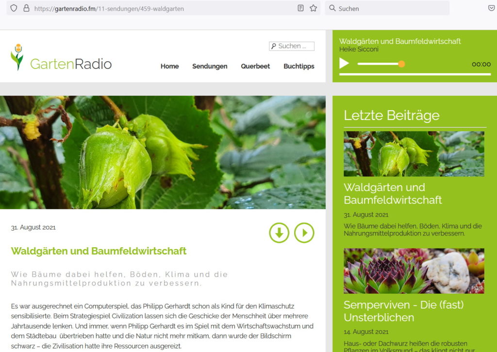 Waldgärten und Baumfeldwirtschaft bei Gartenradio.fm
